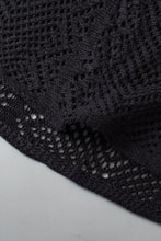 Load image into Gallery viewer, Black Pointelle Knit Scallop Edge Short Sleeve Top