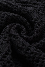 Load image into Gallery viewer, Black Pointelle Knit Scallop Edge Short Sleeve Top