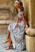 Load image into Gallery viewer, Paisley Print Off Shoulder Maxi Dress