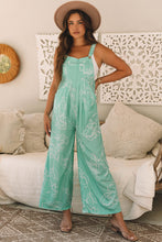 Load image into Gallery viewer, Moonlight Jade Printed Bib Wide Leg Overalls
