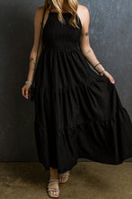 Load image into Gallery viewer, Black Smocked Maxi Dress