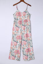 Load image into Gallery viewer, White Floral Spaghetti Straps Wide Leg Jumpsuit