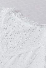 Load image into Gallery viewer, White Sheer Lace Short Sleeves Eyelet Embroidered Tee