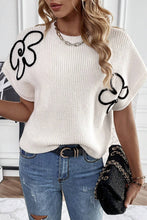 Load image into Gallery viewer, White Flower Embroidery Sweater Tee
