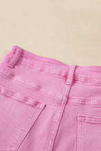 Load image into Gallery viewer, Pink Frayed Edge Mid Rise Denim Shorts