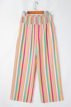 Load image into Gallery viewer, Multicolor Striped Smocked High Waist Wide Leg Pants