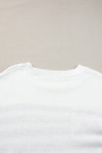 Load image into Gallery viewer, White American Flag Cable Knit Drop Shoulder Sweater