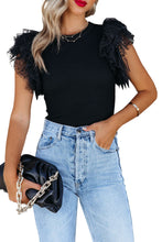 Load image into Gallery viewer, Black Ruffle Knit Top