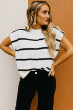 Load image into Gallery viewer, White Striped Batwing Sleeve Sweater Tee