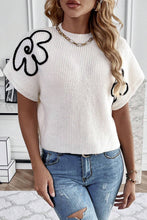 Load image into Gallery viewer, White Flower Embroidery Sweater Tee