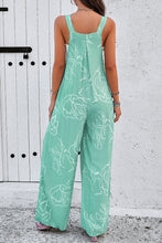 Load image into Gallery viewer, Moonlight Jade Printed Bib Wide Leg Overalls