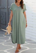 Load image into Gallery viewer, Green Maxi T-shirt Dress