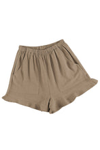 Load image into Gallery viewer, Khaki High Waist Pocketed Ruffle Shorts