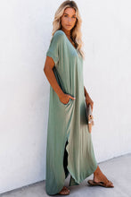 Load image into Gallery viewer, Green Maxi T-shirt Dress
