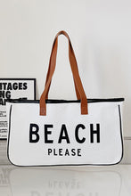 Load image into Gallery viewer, White BEACH PLEASE Print Large Canvas Tote Bag
