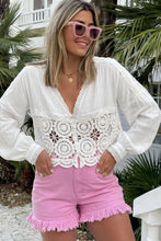 Load image into Gallery viewer, Pink Frayed Edge Mid Rise Denim Shorts