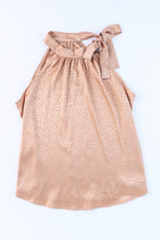 Load image into Gallery viewer, Rose Gold Tie Mock Neck Leopard Tank Top