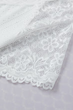 Load image into Gallery viewer, White Sheer Lace Short Sleeves Eyelet Embroidered Tee