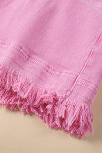 Load image into Gallery viewer, Pink Frayed Edge Mid Rise Denim Shorts