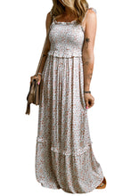Load image into Gallery viewer, White Lace Frilly Straps Shirred Floral Maxi Dress