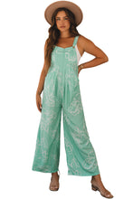 Load image into Gallery viewer, Moonlight Jade Printed Bib Wide Leg Overalls