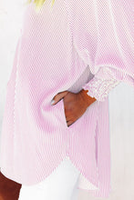 Load image into Gallery viewer, Pink Boyfriend Shirt with Pockets and Ruched Cuffs