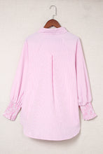 Load image into Gallery viewer, Pink Boyfriend Shirt with Pockets and Ruched Cuffs