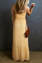 Load image into Gallery viewer, Yellow Frilly Smocked High Waist Floral Maxi Dress