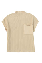 Load image into Gallery viewer, Tan Ribbed Knit Short Sleeve Sweater
