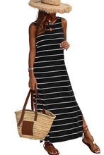Load image into Gallery viewer, Black Stripe Maxi Dress