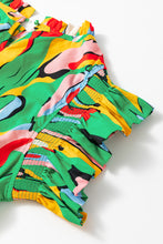 Load image into Gallery viewer, Abstract Print Frilled Neck Ruffled Sleeve Mini Dress