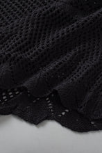 Load image into Gallery viewer, Black Pointelle Knit Scallop Edge Short Sleeve Top