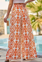 Load image into Gallery viewer, Orange Boho Retro Flower Print Wide Leg Pants