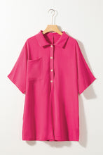 Load image into Gallery viewer, Bright Pink Half Button Collared Loose Romper