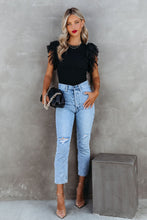 Load image into Gallery viewer, Black Ruffle Knit Top