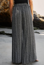 Load image into Gallery viewer, Black Printed Striped Printed Slit Wide Leg High Waist Pants