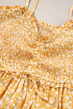 Load image into Gallery viewer, Yellow Frilly Smocked High Waist Floral Maxi Dress