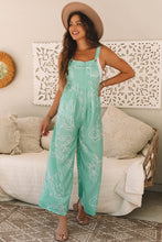 Load image into Gallery viewer, Moonlight Jade Printed Bib Wide Leg Overalls