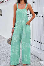 Load image into Gallery viewer, Moonlight Jade Printed Bib Wide Leg Overalls