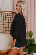 Load image into Gallery viewer, Black Smocked Wrist Top