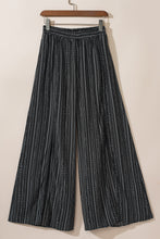 Load image into Gallery viewer, Black Printed Striped Printed Slit Wide Leg High Waist Pants