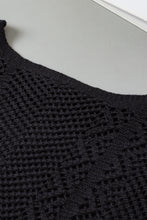 Load image into Gallery viewer, Black Pointelle Knit Scallop Edge Short Sleeve Top
