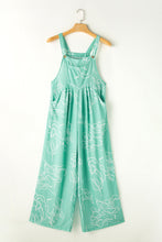 Load image into Gallery viewer, Moonlight Jade Printed Bib Wide Leg Overalls