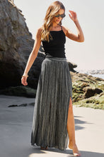 Load image into Gallery viewer, Black Printed Striped Printed Slit Wide Leg High Waist Pants