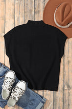 Load image into Gallery viewer, Black Ribbed Knit Short Sleeve Sweater