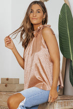 Load image into Gallery viewer, Rose Gold Tie Mock Neck Leopard Tank Top