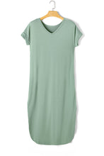 Load image into Gallery viewer, Green Maxi T-shirt Dress