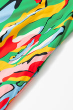 Load image into Gallery viewer, Abstract Print Frilled Neck Ruffled Sleeve Mini Dress