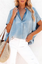 Load image into Gallery viewer, Oversized Denim Blouse