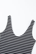 Load image into Gallery viewer, Black Stripe Ribbed Knit Sleeveless Mini Dress